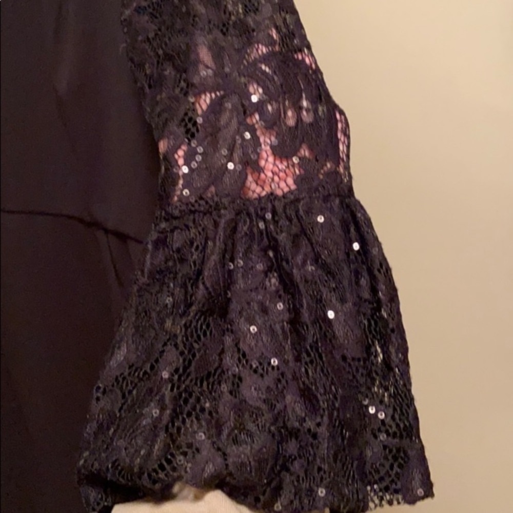 Scarlett black Dress Nwt LBD Lace sleeves with sequins size 8 modest - Picture 5 of 8